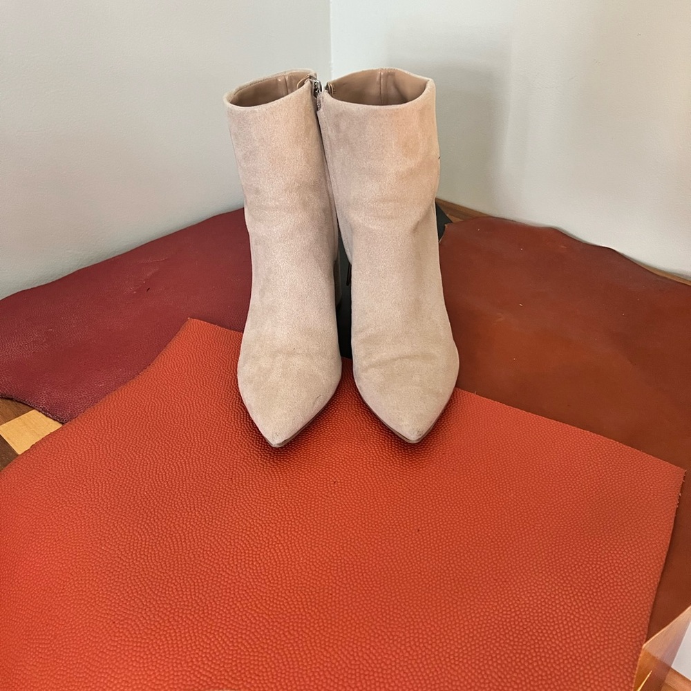 Suede Cream Ankle Boots